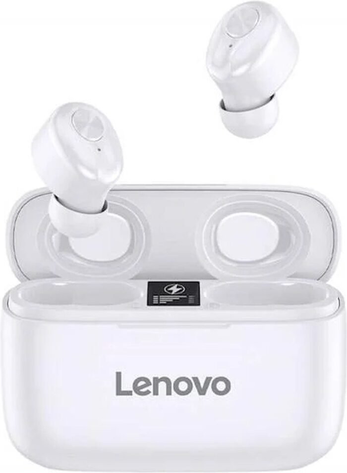 Lenovo HT18 - Draadloze TWS Stereo HD Mic - Grote batterij 1000 mAh - Oplaadetui met LCD-scherm - Echte Bluetooth-headset - Wit
