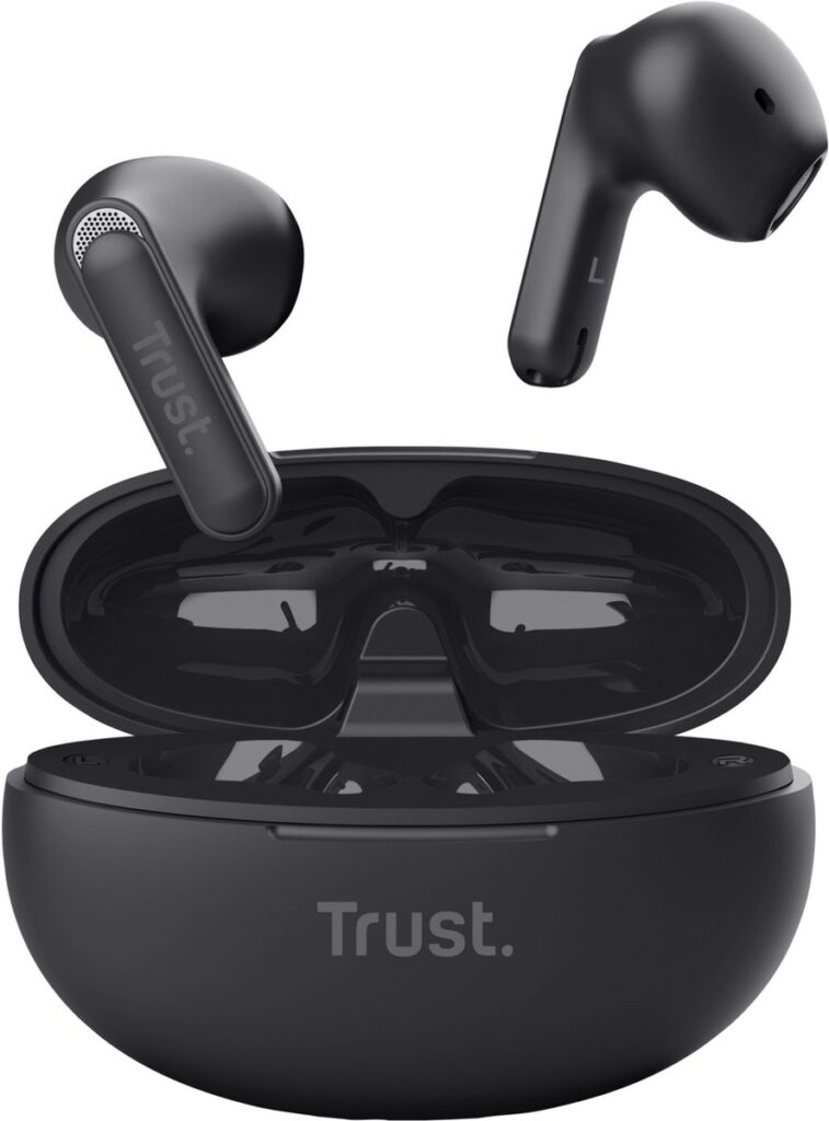Trust Yavi Bluetooth Earphones - Volledig Draadloze Oordopjes met Noise-Cancelling Microfoons - Zwart