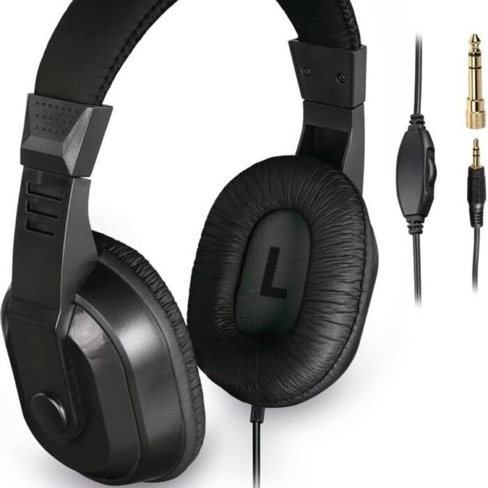 StayPowered Tv-Hoofdtelefoon - Ultiem Luisterplezier Voor Tv En Muziek - 8m Extra Lange Kabel - Ingebouwde Volumeregelaar - Storingsvrij Stereogeluid - Comfortabele Pasvorm - Inclusief 6,35mm Adapter - Zwart - Levering Sneller Dan Aangegeven!
