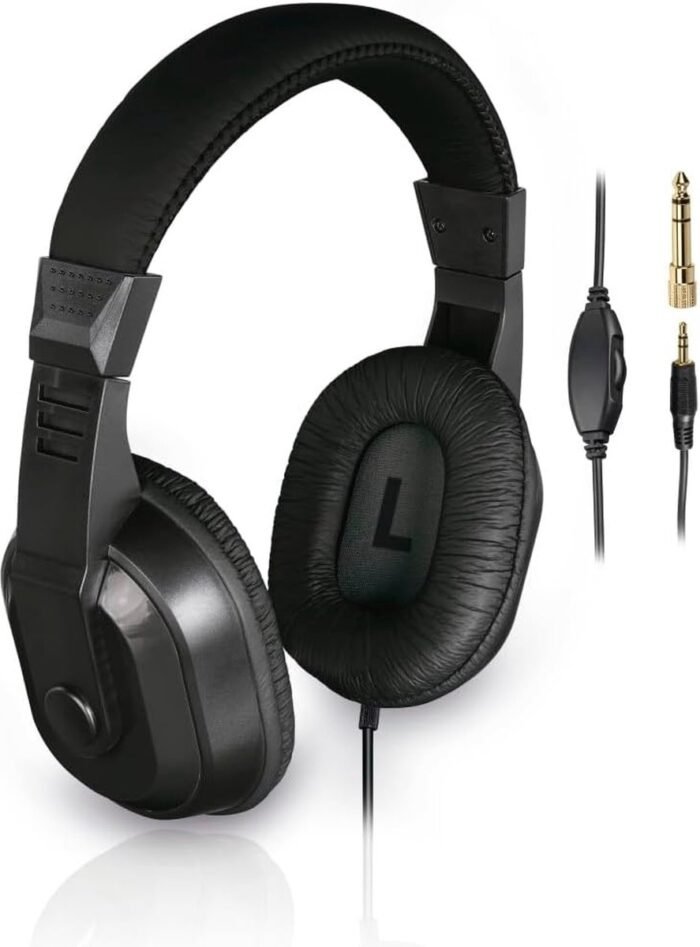 StayPowered Tv-Hoofdtelefoon - Ultiem Luisterplezier Voor Tv En Muziek - 8m Extra Lange Kabel - Ingebouwde Volumeregelaar - Storingsvrij Stereogeluid - Comfortabele Pasvorm - Inclusief 6,35mm Adapter - Zwart - Levering Sneller Dan Aangegeven!