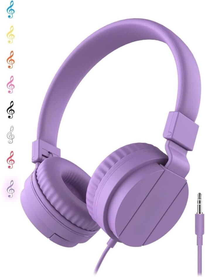 StayPowered Kinderhoofdtelefoon - Perfect Geluid en Comfort voor Jonge Luisteraars - Lichtgewicht - Opvouwbaar Design - Superzachte Oorkussens - Verstelbare Hoofdband - Krachtige 40 mm Drivers - Paars - Levering Sneller dan Aangegeven!