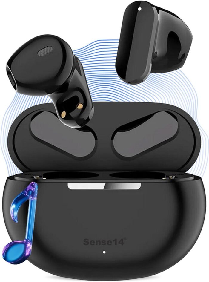 Sense14 T18 Mini Draadloze Oordopjes - Draadloze Oortjes Bluetooth 5.3 - USB-C, en 20 Uur Luistertijd - Zwart
