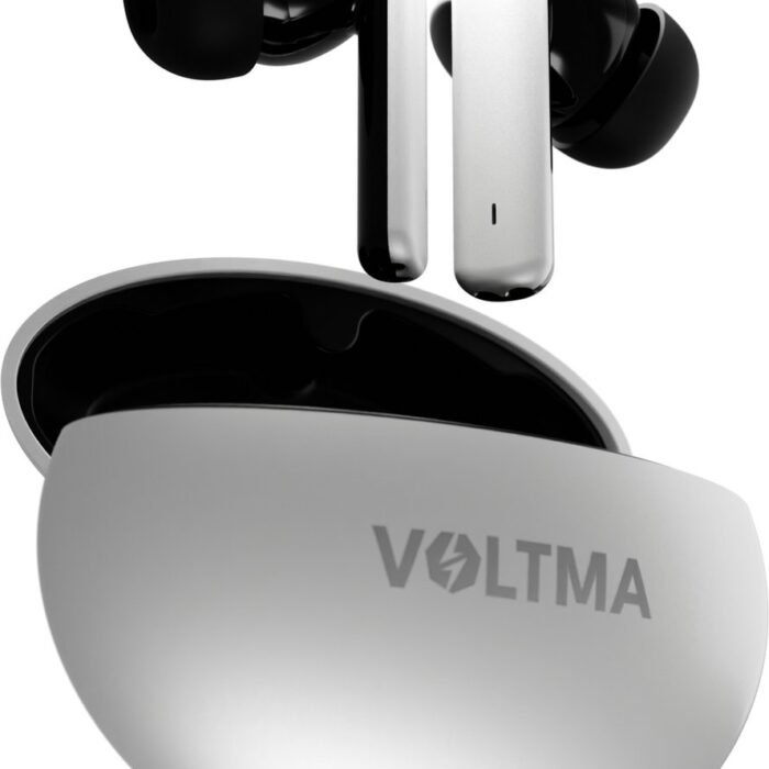 Voltma® Sonic Volt Draadloze Oordopjes - Oortjes draadloos - IPX5 waterdicht - Earpods - Earbuds Wireless Met 4 Microfoons en 8 uur Speeltijd - Bluetooth Oordopjes met Metalen Behuizing Compatibel Voor IOS en Android (Wit Metallic)