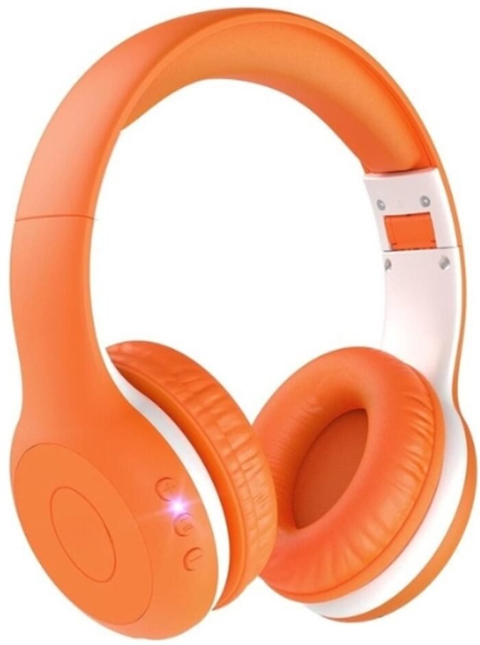 StayPowered Bluetooth Kinderheadset - de Ultieme Kinderheadset met Volumebegrenzing en Verstelbaar Comfort - Hoge Geluidskwaliteit - 40 Uur Batterijduur - Zachte Oorkussens - Licht - Draadloos & Draad - Oranje - Levering Sneller dan Aangegeven!