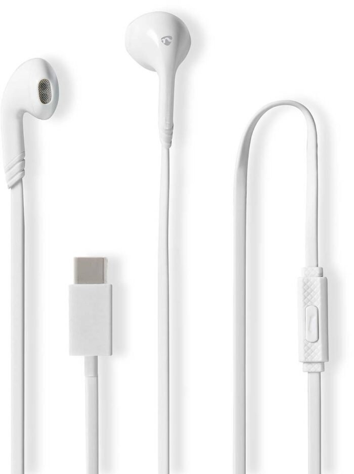 Nedis Bedrade Koptelefoon - USB-C - Kabellengte: 1.20 m - Ingebouwde microfoon - Volumebediening - Wit