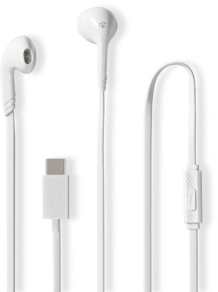 Nedis Bedrade Koptelefoon - USB-C - Kabellengte: 1.20 m - Ingebouwde microfoon - Volumebediening - Wit
