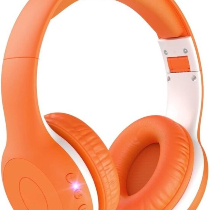 StayPowered Bluetooth Hoofdtelefoon voor Kinderen - Veilig en Kwalitatief Geluid - 85/94 dB Volumeregeling - 40 Uur Batterij - HD Microfoon - Opvouwbaar en Verstelbaar - Snelle Bluetooth 5.4 - Oranje - Levering Sneller dan Aangegeven!
