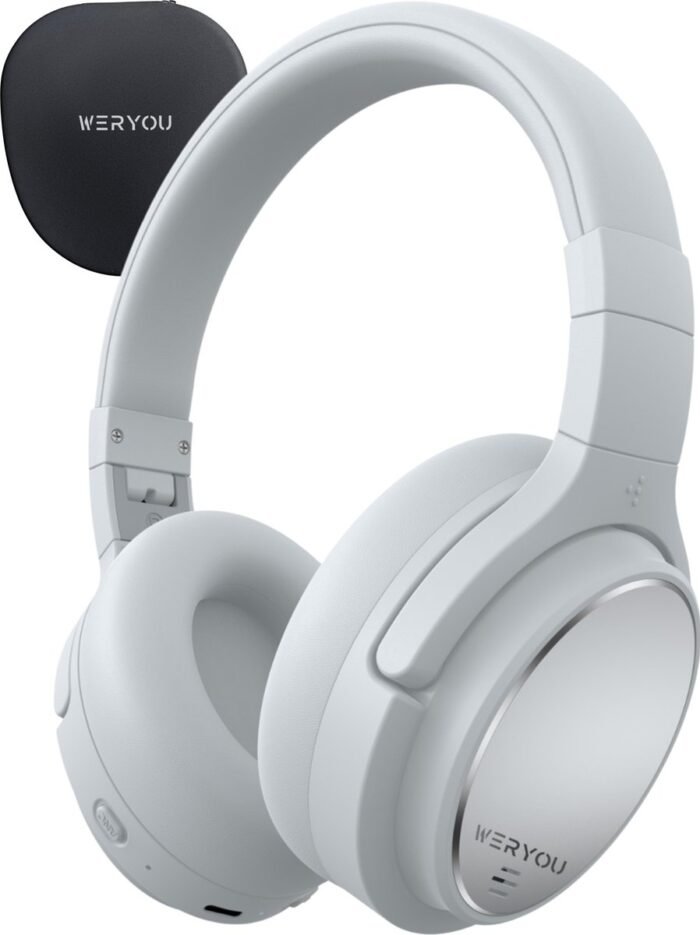 WERYOU UltraTone ANC - Koptelefoon met Bluetooth 5.4 - Active Noise Cancelling - Sporthoofdtelefoon - Hoofdtelefoon Draadloos - +80u batterijduur - Hybrid ANC tot 35dB - ENC Handsfree bellen - Incl. Opbergcase - Wit