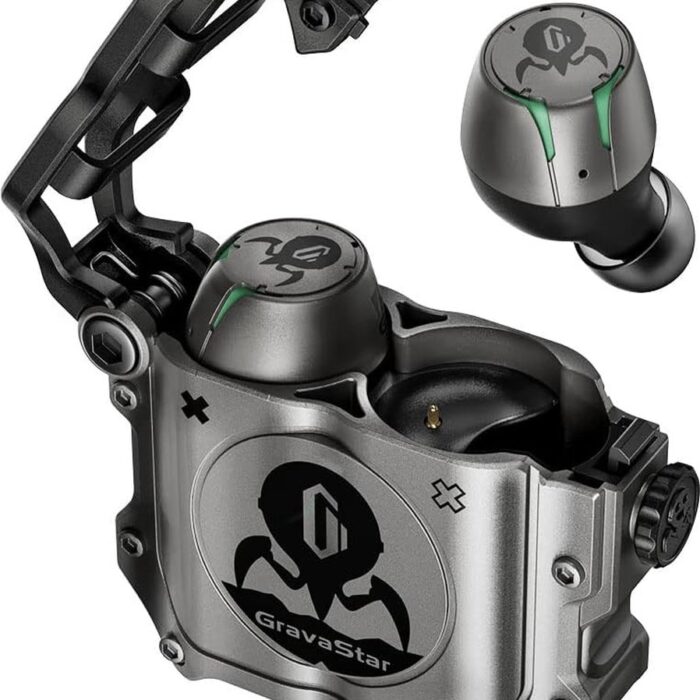 GravaStar Sirius Wireless Earbuds Bluetooth oortelefoon P7 draadloze oortelefoon Bluetooth mechanisch ontwerp zinklegering oplaadkoffer 3 headset-modi (Space Gray)
