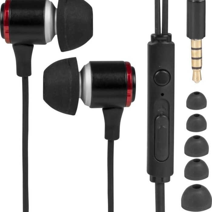 Nuvance - Oortjes met Draad - 3.5mm Jack Aansluiting - Oordopjes met Draad - In-Ear Oortjes met Draad en Microfoon - Zwart