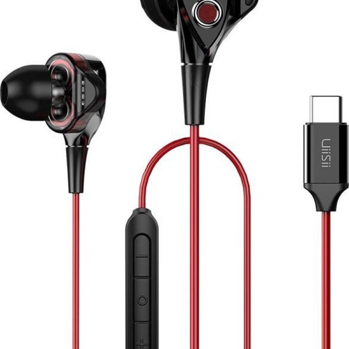 UiiSii C8 Rood - USB Type C Connectie - Hi-Res Professionele Oortjes met Dual Dynamic Drivers van 6mm