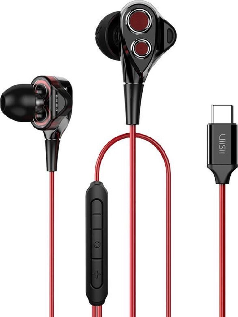 UiiSii C8 Rood - USB Type C Connectie - Hi-Res Professionele Oortjes met Dual Dynamic Drivers van 6mm