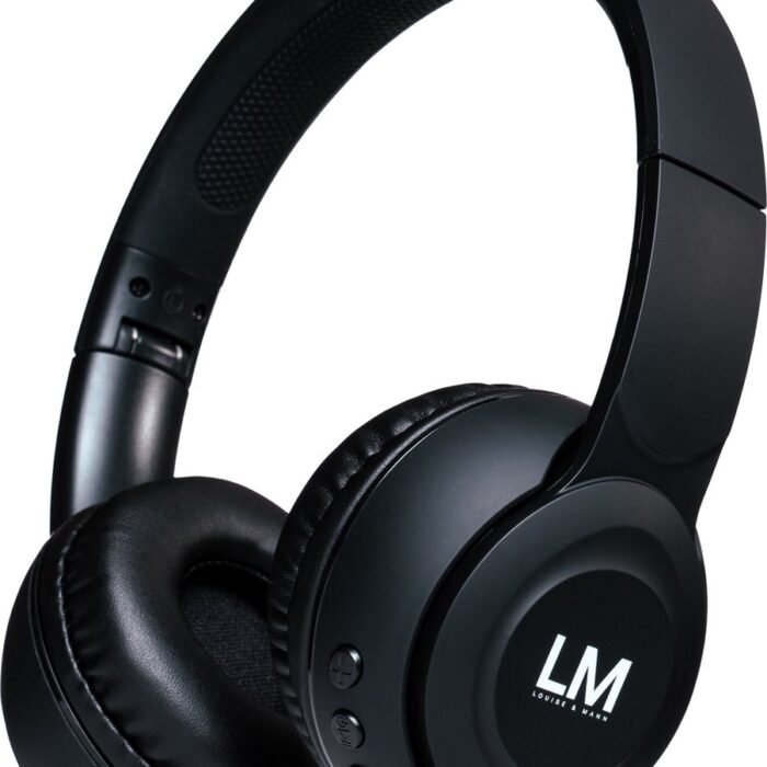 Louise&Mann 2 Draadloze On-Ear Koptelefoon, Bluetooth met [tot 25 uur afspeeltijd] HD-stereo, microfoon voor iPhone /Samsung /Huawei/iPad /TV – Zwart