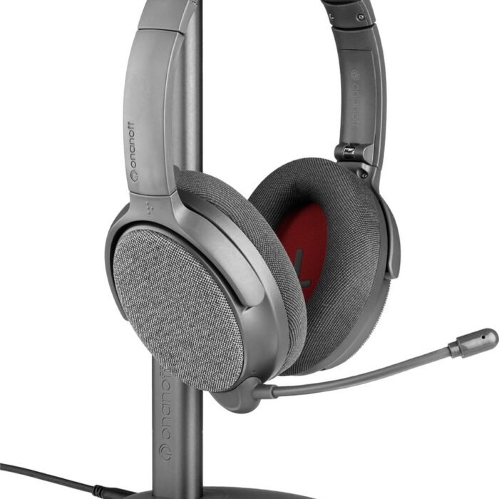 Onanoff FokusPlus Computer Headset - Headset met microfoon - Draadloze koptelefoon - Hoofdtelefoon met Noise Cancelling – 50 uur batterijduur – Multipoint technologie – Draadloze oplaadstation meegeleverd - Grijs