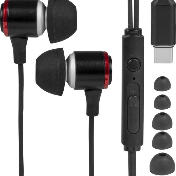 Nuvance - Oortjes met Draad - USB-C Aansluiting - Oordopjes met Draad - In-Ear Oortjes met Draad en Microfoon - Zwart