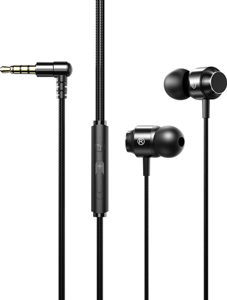 Bedrade oortjes - In Ear Oordopjes - Oortjes met Draad en Microfoon - lineaire HD-drivers en natuurlijke high definition sound - Extra Bass - 3,5mm Jack - 120cm kabel - Premium In-Ear Koptelefoon met Microfoon en Comfortabele Pasvorm - Zwart