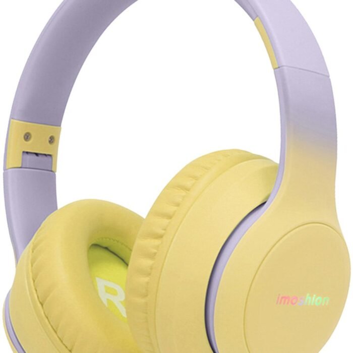 imoshion Kinder Koptelefoon met LED Verlichting - Met Decibelbegrenzer - Bluetooth Koptelefoon Kinderen - Draadloze Over-Ear Hoofdtelefoon - Lavender Lilac / Yellow
