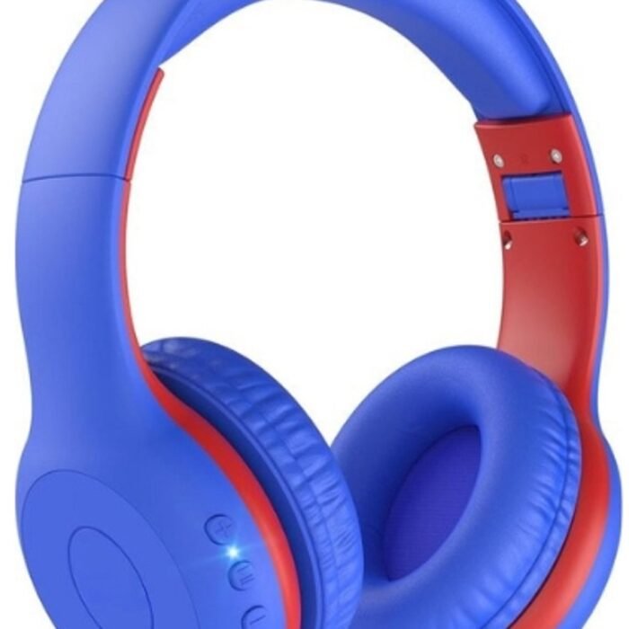 StayPowered Bluetooth Hoofdtelefoon voor Kinderen - Veilig en Kwalitatief Geluid - 85/94 dB Volumeregeling - 40 Uur Batterij - HD Microfoon - Opvouwbaar en Verstelbaar - Snelle Bluetooth 5.4 - Blauw/Rood - Levering Sneller dan Aangegeven!