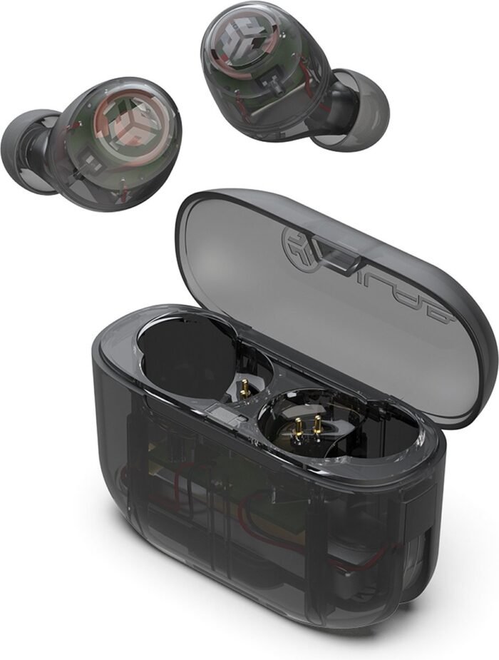 JLAB Go POP Draadloze oordopjes - Bluetooth - 35 uur speeltijd - Be Aware Audio - Met Microfoon - Oortjes Draadloos - Geschikt voor Android en Apple - Doorzichtig