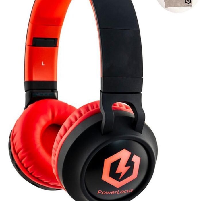 PowerLocus Buddy Draadloze On-Ear Koptelefoon voor Kinderen, LED lampjes, 85db Limiet, met Microfoon, Micro SD poort - Zwart/Rood