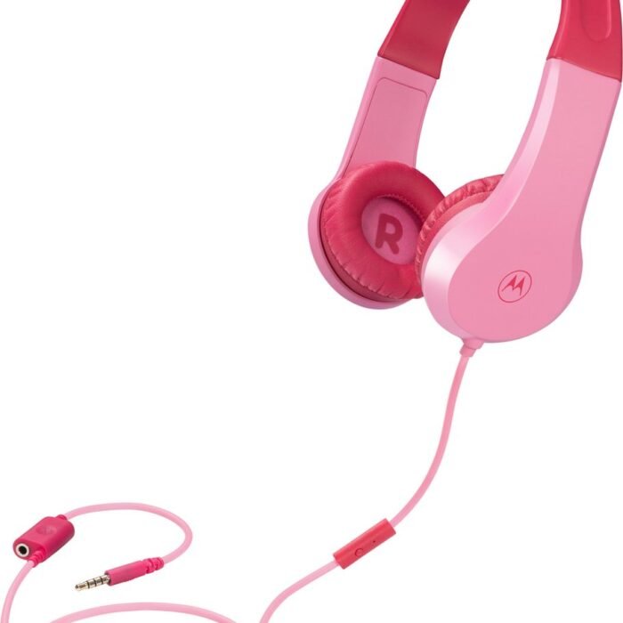 Motorola Sound Kinderkoptelefoon - MOTO JR200 PNK - Koptelefoon met Draad - Volumebegrenzing tot 85dB - met Audiosplitter - BPA-Vrij - Vanaf 3 Jaar