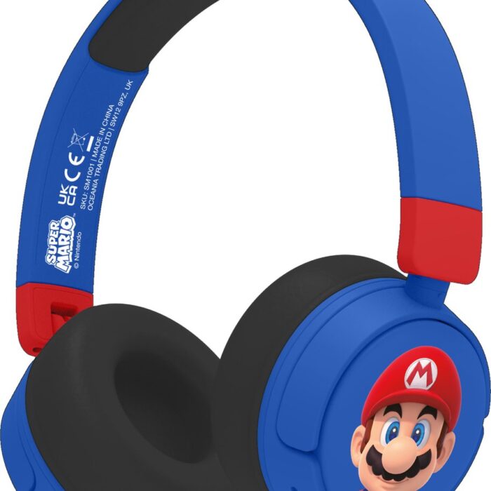 Super Mario - It's a me - draadloze kinderkoptelefoon - volumebegrenzing - lange batterijduur - microfoon - inklapbaar