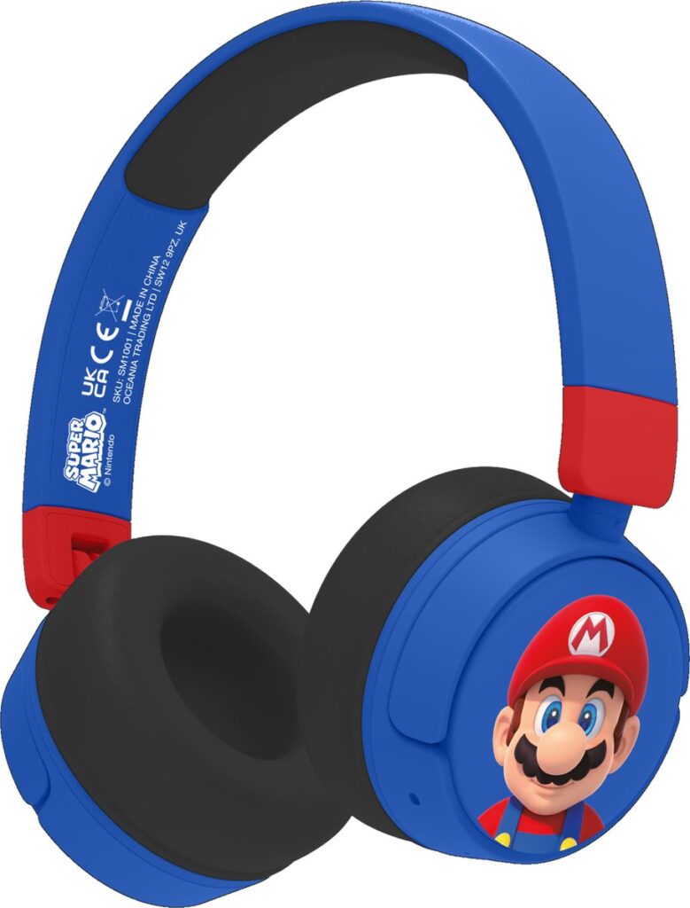 Super Mario - It's a me - draadloze kinderkoptelefoon - volumebegrenzing - lange batterijduur - microfoon - inklapbaar