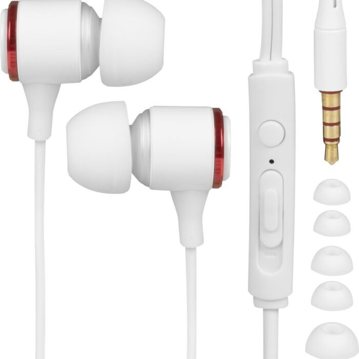 Nuvance - Oortjes met Draad - 3.5mm Jack Aansluiting - Oordopjes met Draad - In-Ear Oortjes met Draad en Microfoon - Wit