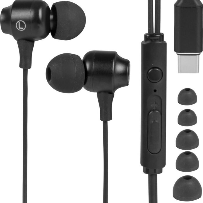 Nuvance - Oortjes met Draad - USB-C - Oordopjes met Draad - In-Ear Oortjes met Draad en Microfoon - Zwart