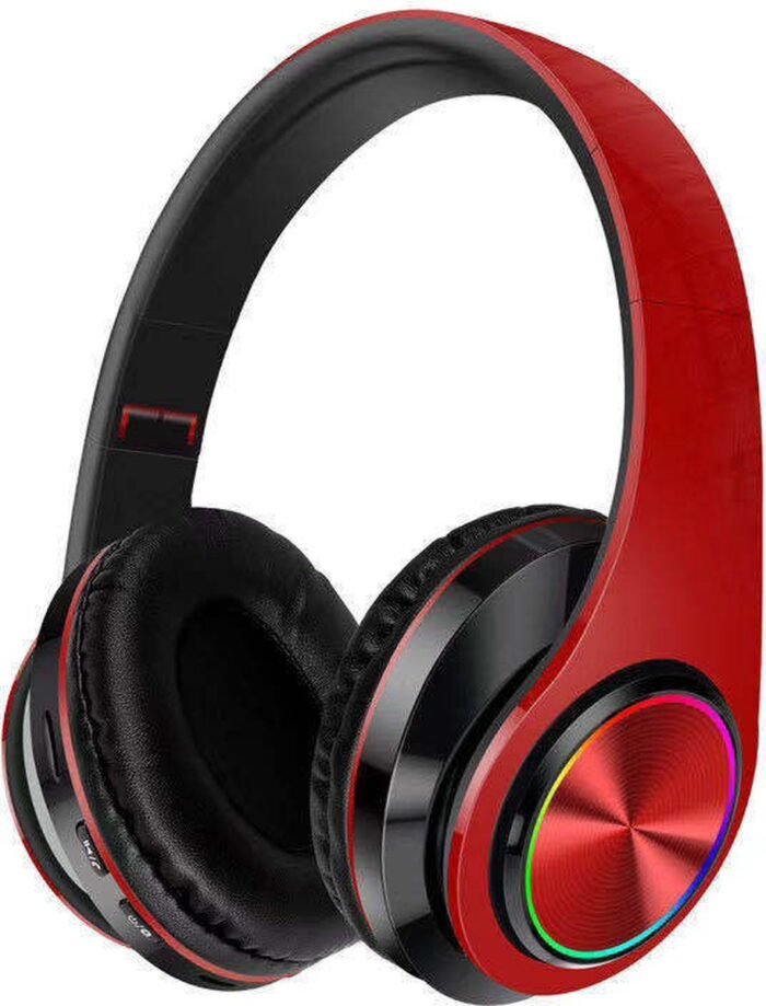 Pro Care Excellent Quality® Headset met Microfoon LED verlichting - Headset Draadloos - Bluetooth - Active Noise Reduction - SD card mogelijkheid - Kleur Rood Zwart