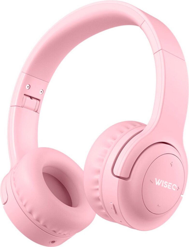 Koptelefoon Kind met Bluetooth Koptelefoon Kind met Volumebegrenzing, Geluidsdempend en 38 uur Batterij - Roze - WiseQ