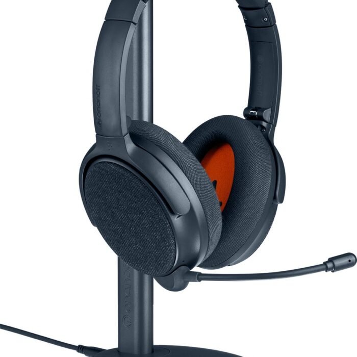 Onanoff FokusPlus Computer Headset - Headset met microfoon - Draadloze koptelefoon - Hoofdtelefoon met Noise Cancelling – 50 uur batterijduur – Multipoint technologie – Draadloze oplaadstation meegeleverd - Deep Blue
