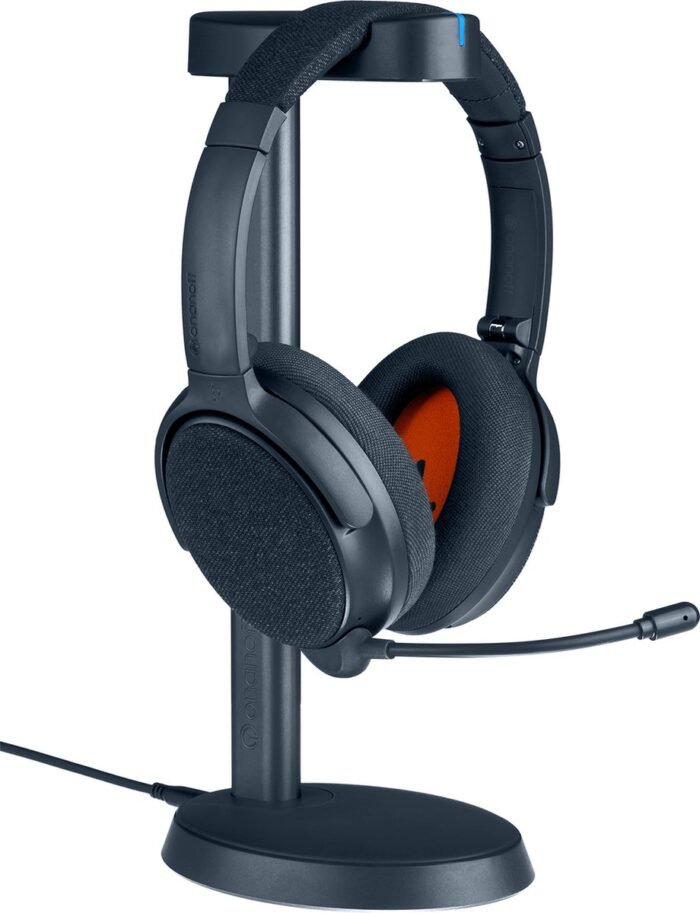 Onanoff FokusPlus Computer Headset - Headset met microfoon - Draadloze koptelefoon - Hoofdtelefoon met Noise Cancelling – 50 uur batterijduur – Multipoint technologie – Draadloze oplaadstation meegeleverd - Deep Blue