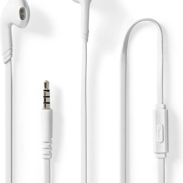 Nedis Bedrade Koptelefoon - 3,5 mm - Kabellengte: 1.20 m - Ingebouwde microfoon - Volumebediening - Wit