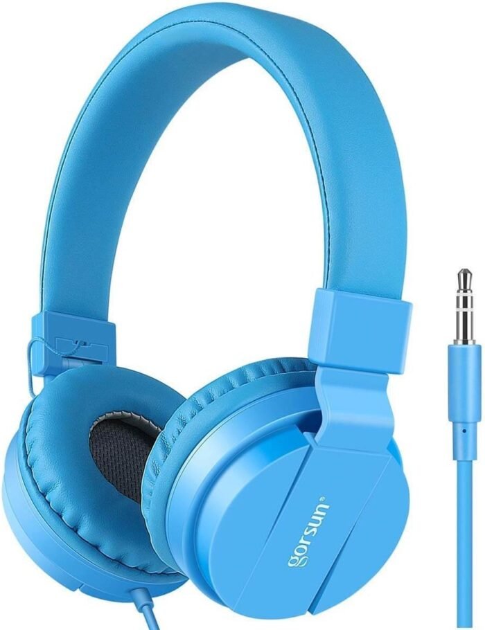 iPad Koptelefoon Kinderen - Hoofdtelefoon Kids Verstelbaar - On-Ear Volumebegrenzing - Blauw