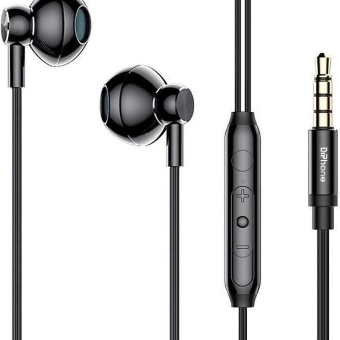 DrPhone Hi12 AUX1 - 3.5MM Jack In-Ear Oordoppen / 6 Bit - HiFi Stereo Headset met Mic + Volume Controle & Bass – Zwart