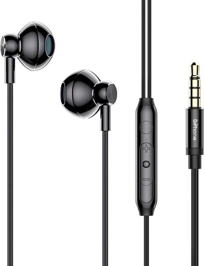 DrPhone Hi12 AUX1 - 3.5MM Jack In-Ear Oordoppen / 6 Bit - HiFi Stereo Headset met Mic + Volume Controle & Bass – Zwart