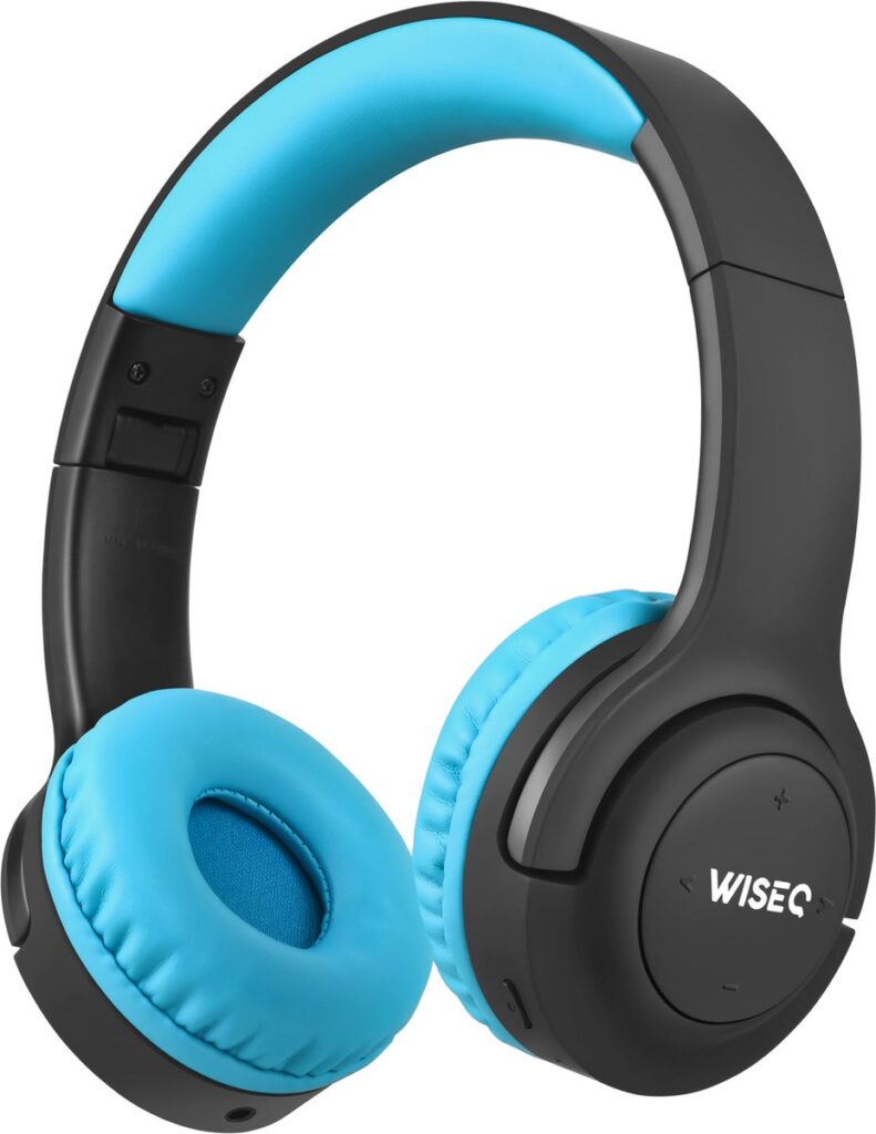Kinderkoptelefoon Geluidsdempend Bluetooth Koptelefoon Kind met Volumebegrenzing - Microfoon - 38 uur Batterij - Zwart/Blauw - WiseQ Hero