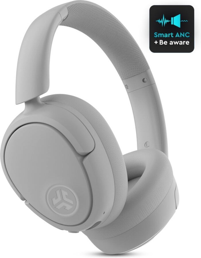 JLAB Jbuds LUX ANC Koptelefoon Draadloos - Noise Cancelling Hoofdtelefoon – 70 Uur Speeltijd – Be Aware Audio – Bluetooth Multipoint – Aanpasbare Equalizer Instellingen – Inklapbaar Design Met Zachte Oorkussens - Cloud White