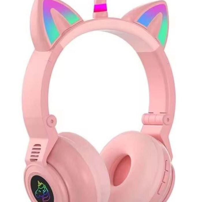 RyC Toys Kinder Hoofdtelefoon unicorn- roze | Draadloze Koptelefoon- eenhoorn -Kids Headset-Over Ear-Bluetooth-Microfoon-unicorn-Led Verlichting