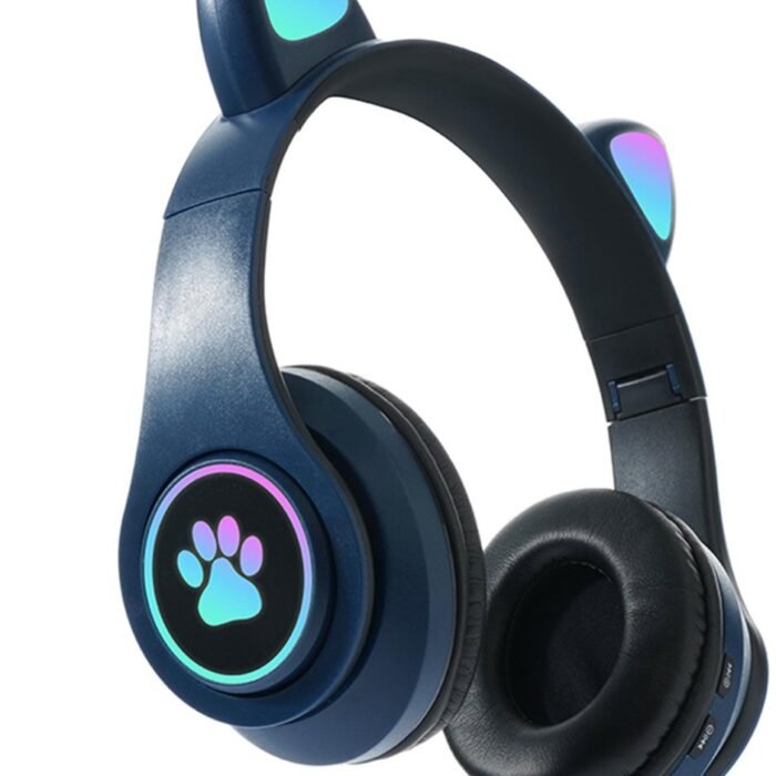 KINSI Bluetooth Gaming Headset - Stylish Kat Oor Design met LED - Verlichting! Perfect voor Meisjes, Compatibel met Alle Apparaten (Tablet / Computer / Telefoon)