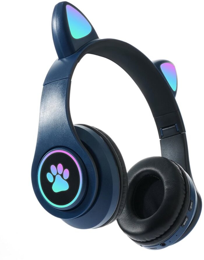 KINSI Bluetooth Gaming Headset - Stylish Kat Oor Design met LED - Verlichting! Perfect voor Meisjes, Compatibel met Alle Apparaten (Tablet / Computer / Telefoon)