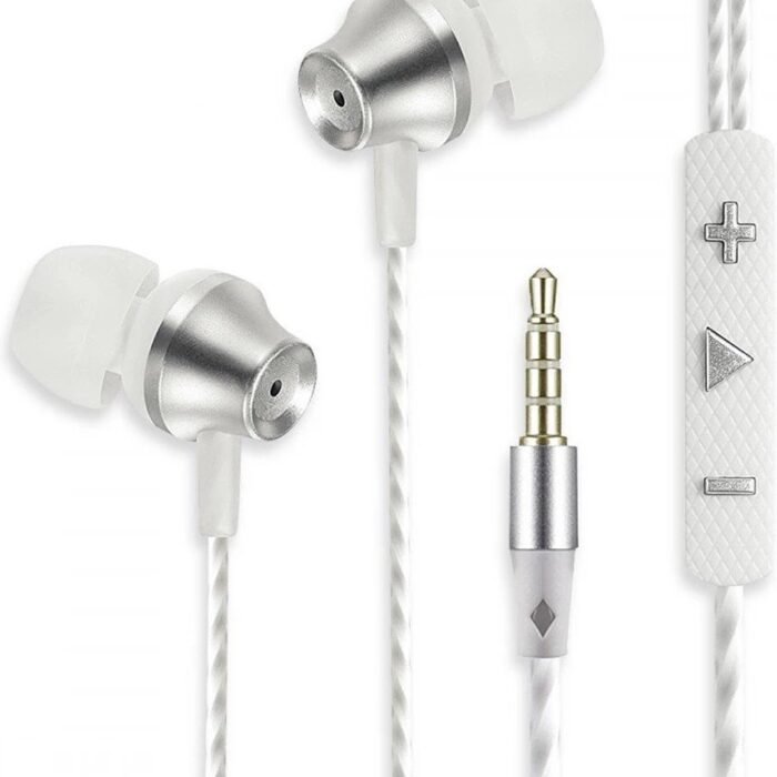 Fontastic 253768 In-Ear Headset - Oordopjes met microfoon - Camera-ontgrendeling - Wit/Grijs