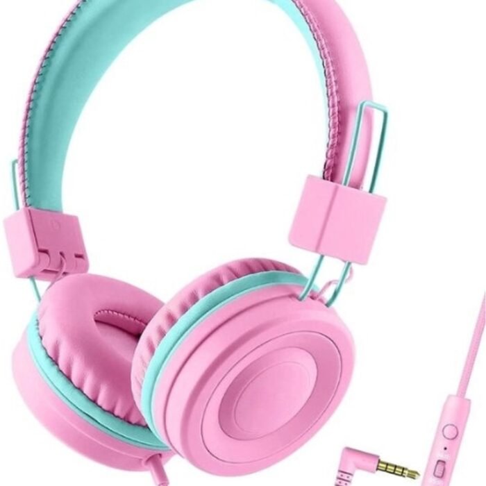 StayPowered Kinderhoofdtelefoon - Veilig en Comfortabel voor Kinderen - Volumebegrenzing - Zachte Hypoallergene Oorkussens - Verstelbare en Robuuste Hoofdband - Opvouwbaar Ontwerp - Tangle-Free Kabel - Roze - Levering Sneller dan Aangegeven!