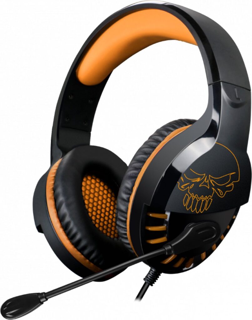 Spirit of Gamer Headset – Kinder Koptelefoon - Koptelefoon - Microfoon – Geschikt Voor Headset Nintendo Switch/PS5/PS4/Xbox Series X/S/Xbox One/Pc – Ruisonderdrukkende Microfoon – Verstelbare hoofdband – Helder geluid – Zwart/Oranje