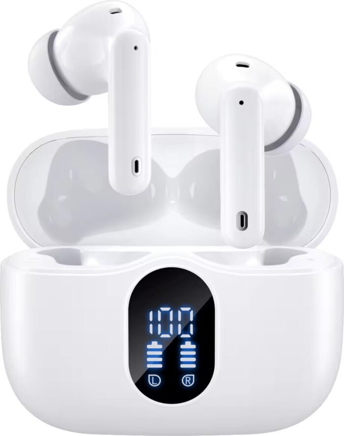 Siltcon® SoundWave Pro 1 - Draadloze Oordopjes – Bluetooth Oordopjes – Oortjes draadloos – Oordopjes draadloos - Draadloze oortjes bluetooth - Noise cancelling ANC+ENC - Universeel - BT 5.3 - Wit