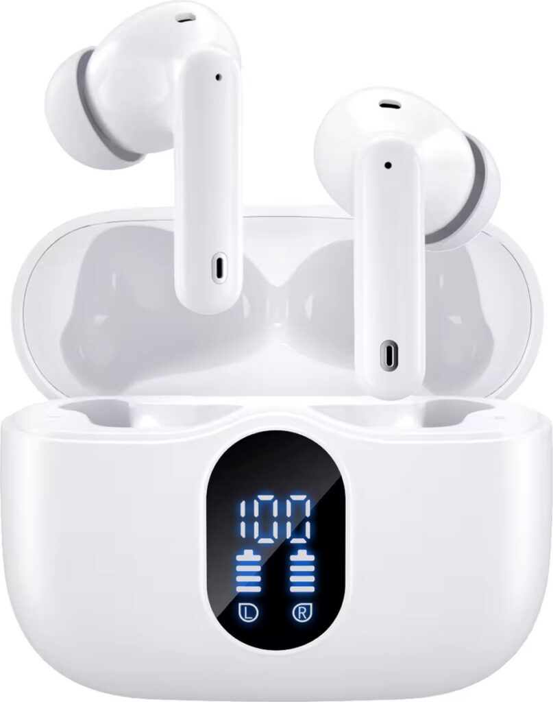 Siltcon® SoundWave Pro 1 - Draadloze Oordopjes – Bluetooth Oordopjes – Oortjes draadloos – Oordopjes draadloos - Draadloze oortjes bluetooth - Noise cancelling ANC+ENC - Universeel - BT 5.3 - Wit