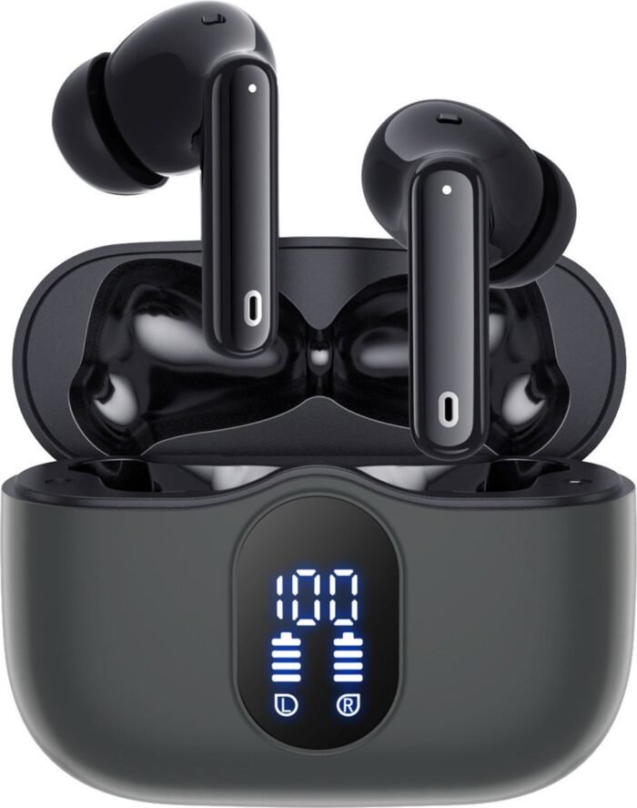Siltcon® SoundWave Pro 1 - Draadloze Oordopjes – Bluetooth Oordopjes – Oortjes draadloos – Oordopjes draadloos - Draadloze oortjes bluetooth - Noise cancelling ANC+ENC - Universeel - BT 5.3 - Zwart