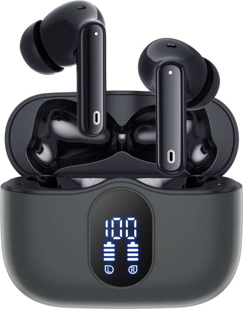 Siltcon® SoundWave Pro 1 - Draadloze Oordopjes – Bluetooth Oordopjes – Oortjes draadloos – Oordopjes draadloos - Draadloze oortjes bluetooth - Noise cancelling ANC+ENC - Universeel - BT 5.3 - Zwart
