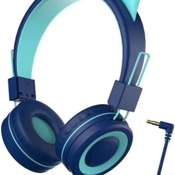 StayPowered Kattenoor Hoofdtelefoon - Ideaal voor Kinderen die van Muziek en Stijl Houden - Comfortabel - Inklapbaar - Verstelbare Hoofdband - Surround Geluid - Geschikt voor Tablets & Laptops - Blauw - Levering Sneller dan Aangegeven!